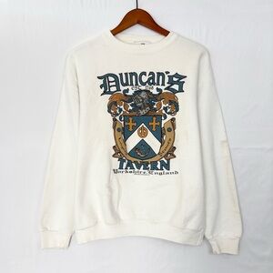 Vintage 90s Perfect Shirt Company Duncans Tavern England Sweatshirt White Size M